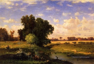  Inness Peintre - Hackensack Meadows Sunset paysage Tonaliste George Inness